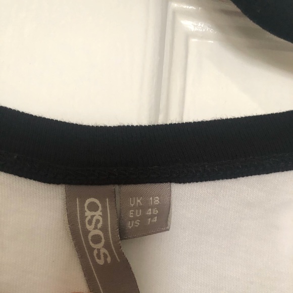 ASOS White and Black Baseball T Shirt - Picture 2 of 2